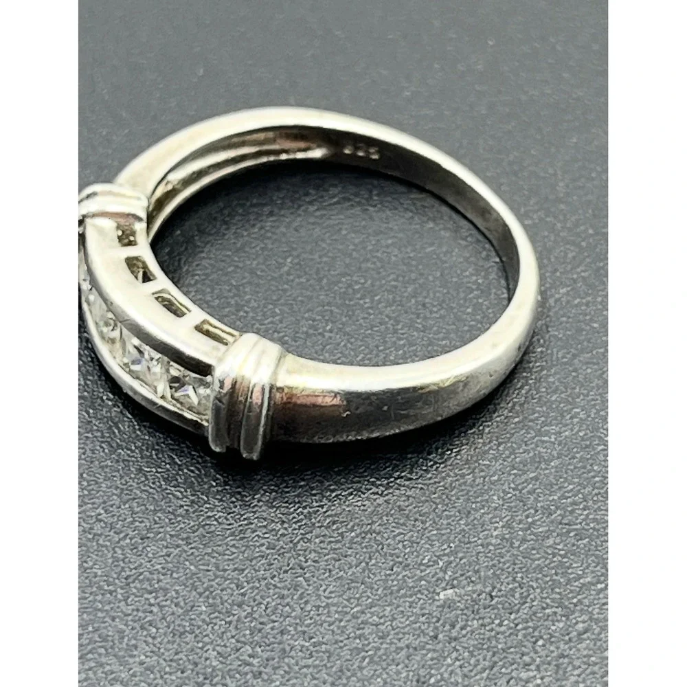 Sterling Silver Princess Cut Channel Set CZ Anniversary‎ Wedding Band Ring 8.25